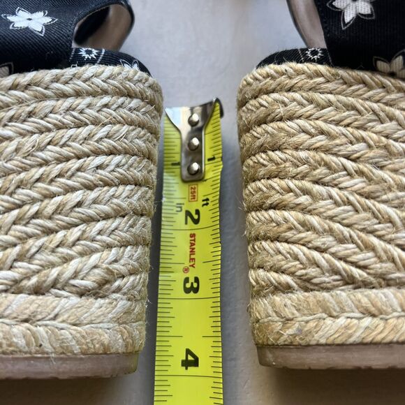 Stuart Weitzman Illeana Black Paisley Bandana Print Espadrille Sandal Women 8.5 - Picture 9 of 16